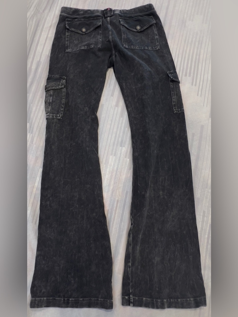 Hard Tail Forever Black Washed Stretch Cargo Flared Pants - Picture 2 of 8